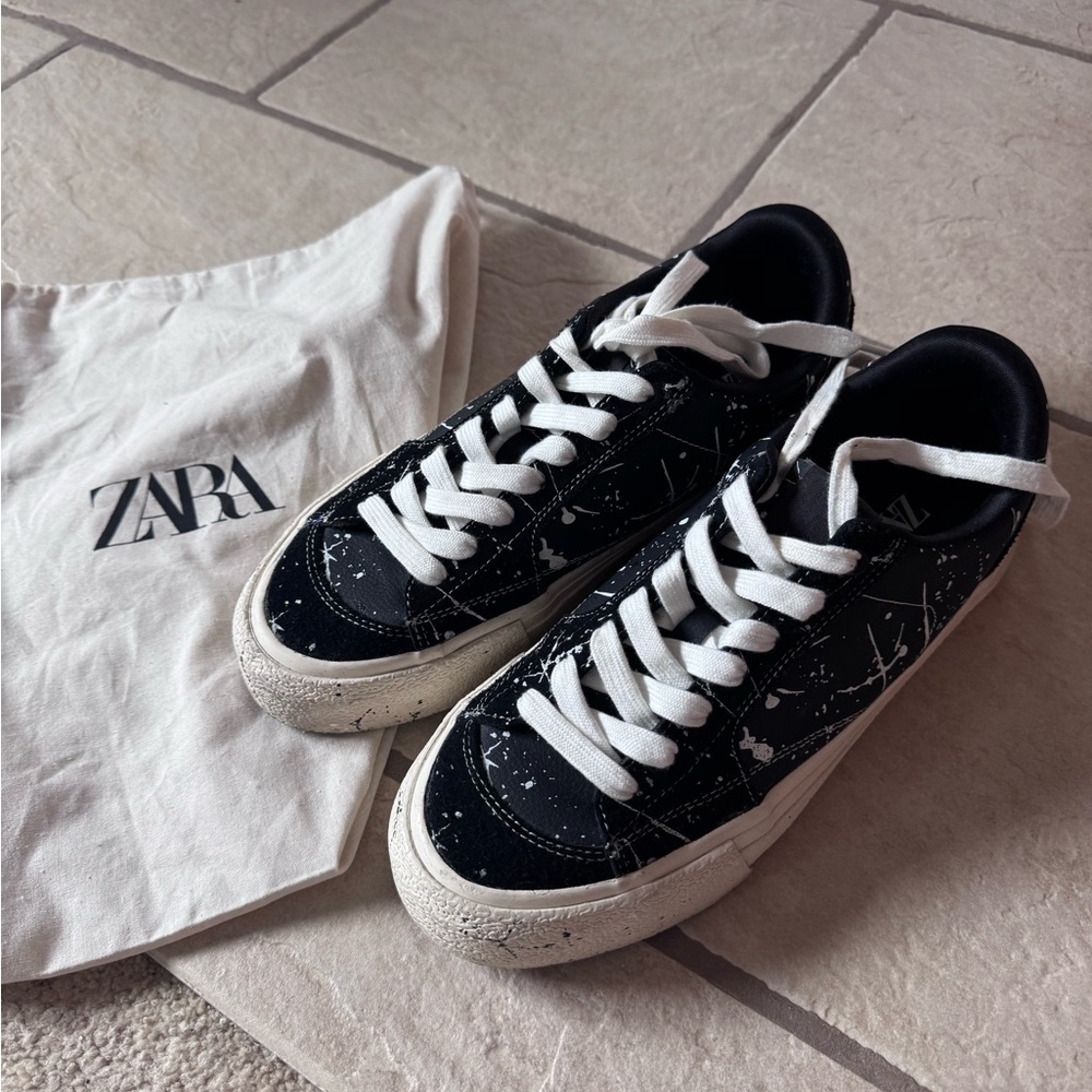 Zara Monochrome paint Splatter Sneakers